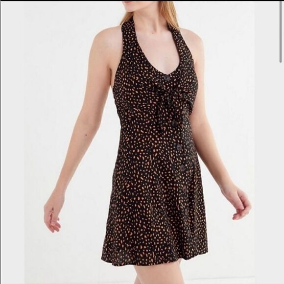 Urban Outfitters Linen Tie-Front Halter Dress size XS NWT - Picture 1 of 8